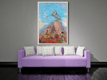 Модульная картина Пегас на пике скалы