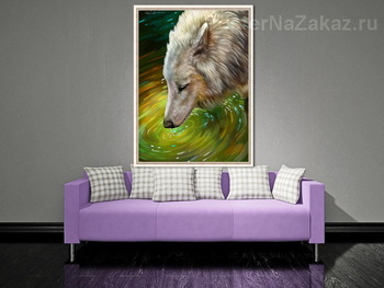 Модульная картина Белый волк