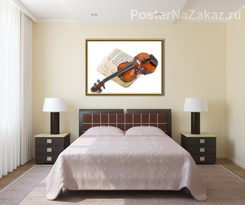 Модульная картина Скрипка и старая нотная тетрадь