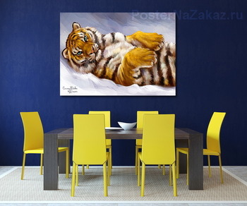 Модульная картина Зимние радости. тигр