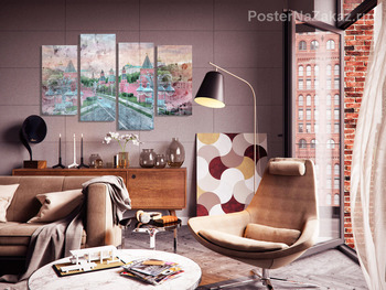 Модульная картина Закат над Кремлем