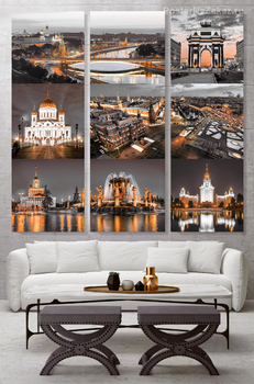 Модульная картина Огни ночной Москвы