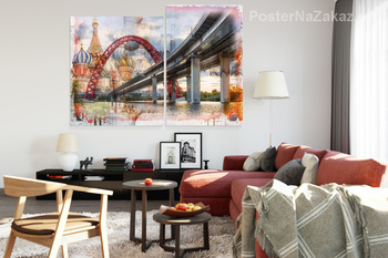 Модульная картина Мост на фоне Кремля