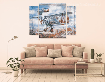 Модульная картина Под крылом самолёта