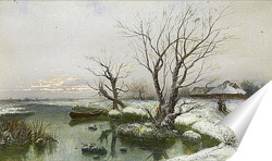   Постер Снежные берега реки