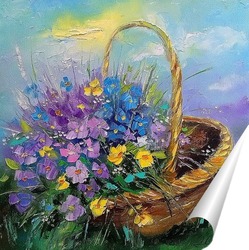   Постер Букет полевых цветов в корзинке