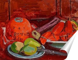   Постер Натюрморт с фруктами и моллюсками