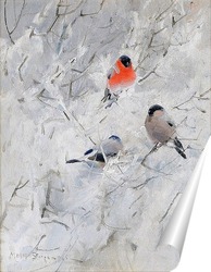   Постер Птицы на зимней ветке
