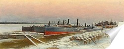   Постер Лодки в доке в Зимой, 1885