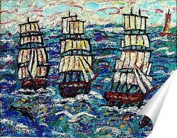   Постер Корабли в море.
