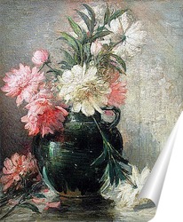   Постер Натюрморт с розовыми и белыми пионами