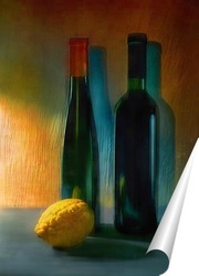   Постер 2 бутылки и лимон
