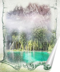   Постер Горный водопад