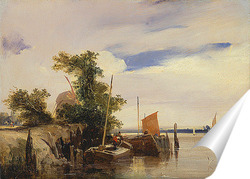   Постер Баржи на реке