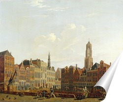   Постер Утрехт.Ратуша с мостом и окружающей средой