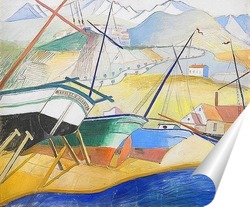  Пейзаж Фьорда с парусными лодками