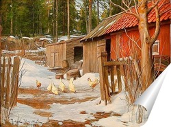  Осенний пейзаж с лошадью и телегой