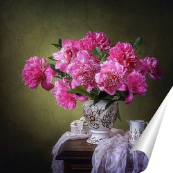   Постер Натюрморт с розовыми пионами