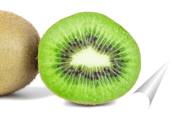   Постер Fresh cut green kiwi fruit isolated on white