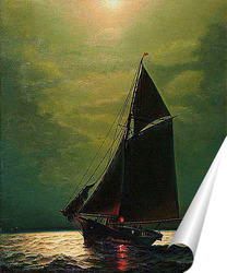   Постер Плаванье в море при свете луны