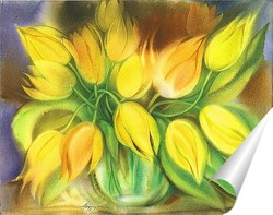   Постер жёлтые тюльпаны