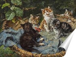  Кошка с котятами 