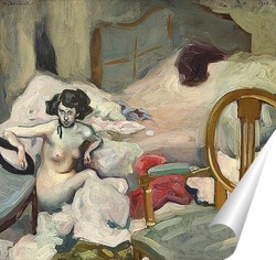   Постер Молодая дама в спальне