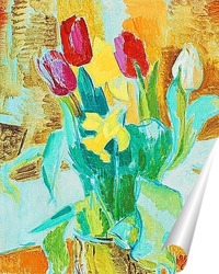   Постер Натюрморт с тюльпанами и нарциссами