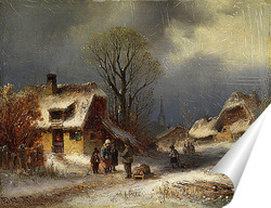   Постер Сцена Зимней деревни
