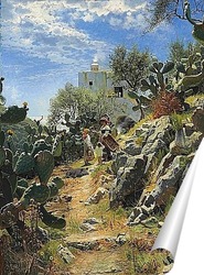   Постер В полдень плантации кактуса в Капри