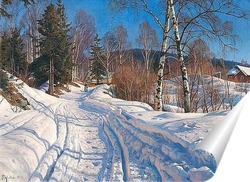   Постер Зимний пейзаж освещенный солнцем