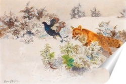  Снегири в зимнем пейзаже