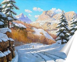   Постер Яркий зимний день в горах.