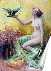   Постер Женщина с попугаем