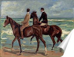   Постер Два всадника на пляже