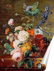   Постер Корзина с цветами и бабочками