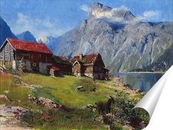  Постер Норвежский фьорд с козами