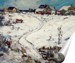  Постер Дома в зимнем пейзаже