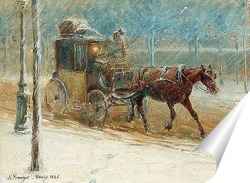  Бульвар с лошадью и каретой зимой
