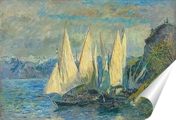   Постер Лодки с большими парусами на озере Леман.Верхняя Савойя