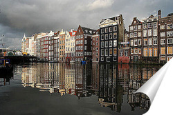   Постер Отражающиеся дома в реке. Амстердам