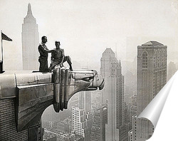   Постер Перекур сверху горгульи, Крайслер Билдинг, 1940