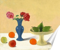   Постер Натюрморт с грушами и голубой вазой