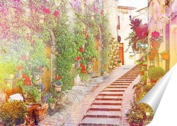   Постер Старинная цветочная лестница