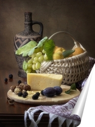   Постер Натюрморт с сыром и фруктами