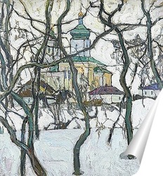   Постер Зимняя сцена с церковью