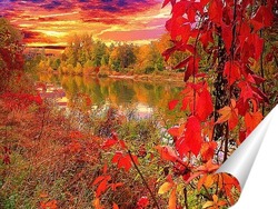   Постер осень у озера