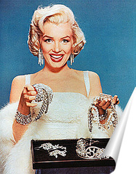   Постер Мерелин  Монро с бриллиантовым ожерельем.
