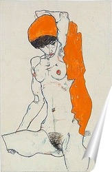   Постер Стоящая обнаженная с оранжевой драпировкой, 1914