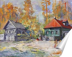   Постер Осенняя русская деревня 